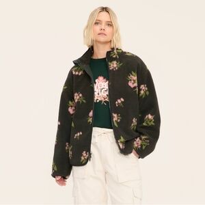 NWT Sold Out Woolrich X Target Adult Floral Zip Up Fleece Olive Green